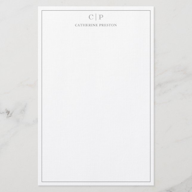 Modern monogram Smokey Grått Personal Stationery  Brevpapper (Framsida)