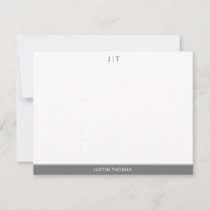Modern Monogram Smokey Grått Personal Stationner N Anteckningskort
