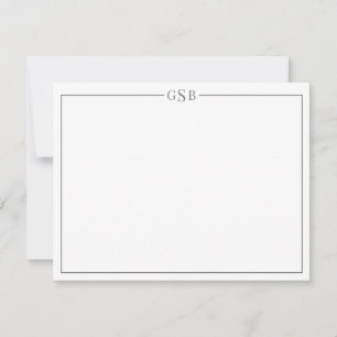 Modern Monogram Smokey Grått Personal Stationner N Anteckningskort