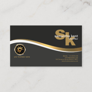 Modern Monogram Snyggt Guld Wave Chauffeur Visitkort
