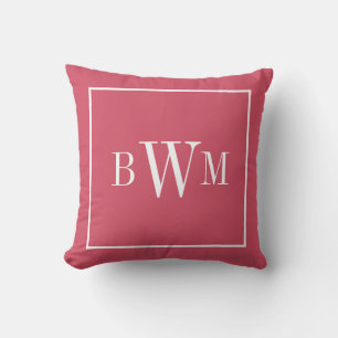 Modern Monogram Stilfull Chic Tjejig Rosa Vit Söt Kudde