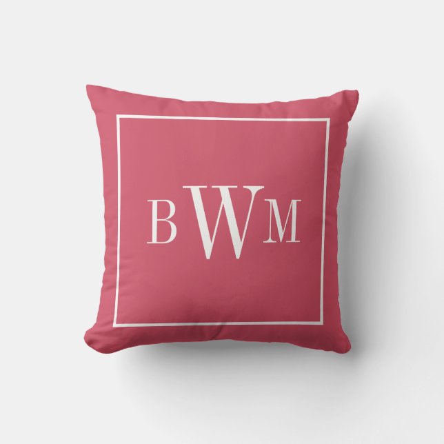 Modern Monogram Stilfull Chic Tjejig Rosa Vit Söt Kudde (Framsida)