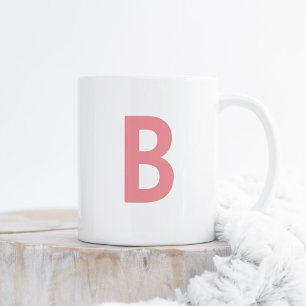 Modern Monogram Stor Brev Ro Rosa Kaffemugg