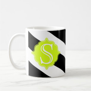Modern monogram stripe-kaffe Mugg