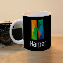 Modern Monogram - svart Brev Två-Tonad Mugg