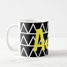 Modern monogram svart och vit geometri kaffemugg