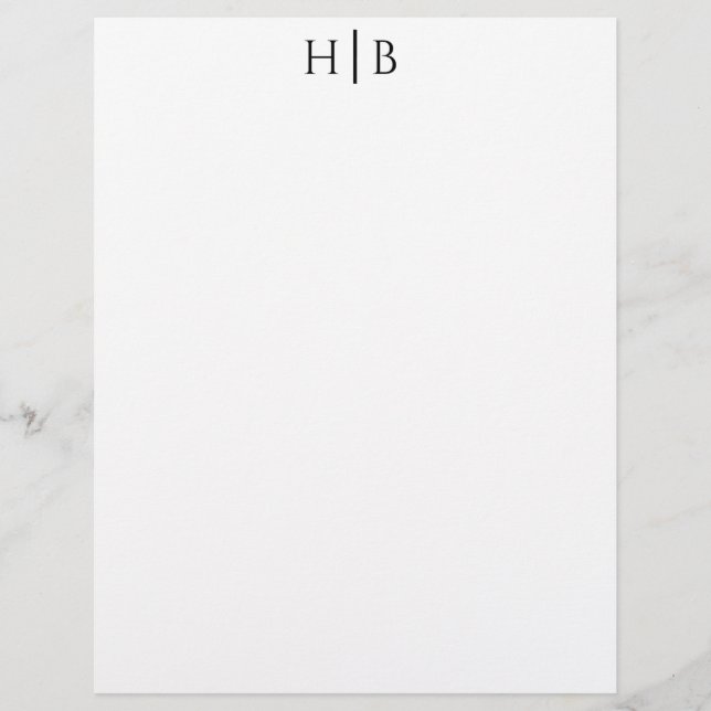 Modern Monogram Svart och Vitt Brevpapper (Framsida)