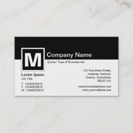 Modern Monogram - svart och vitt Visitkort