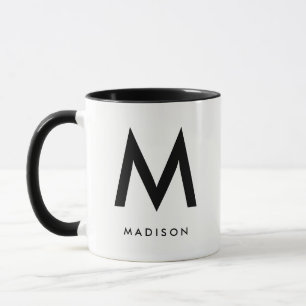 Modern Monogram svartvit Mugg