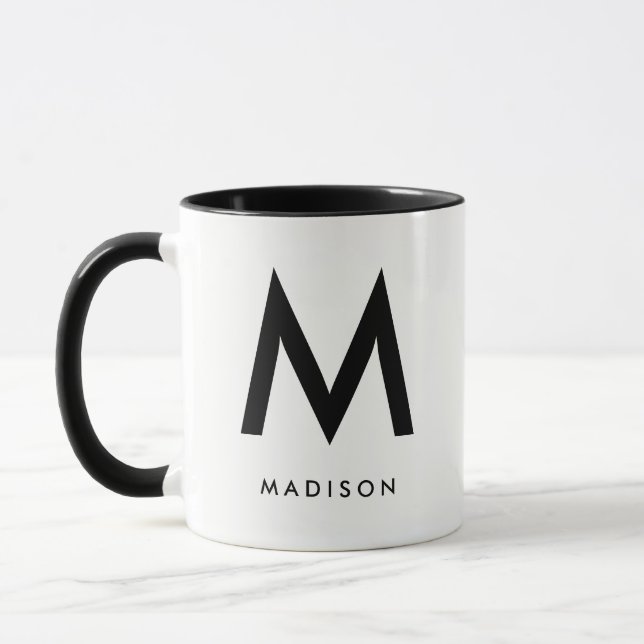 Modern Monogram | Svartvit Mugg (Vänster)