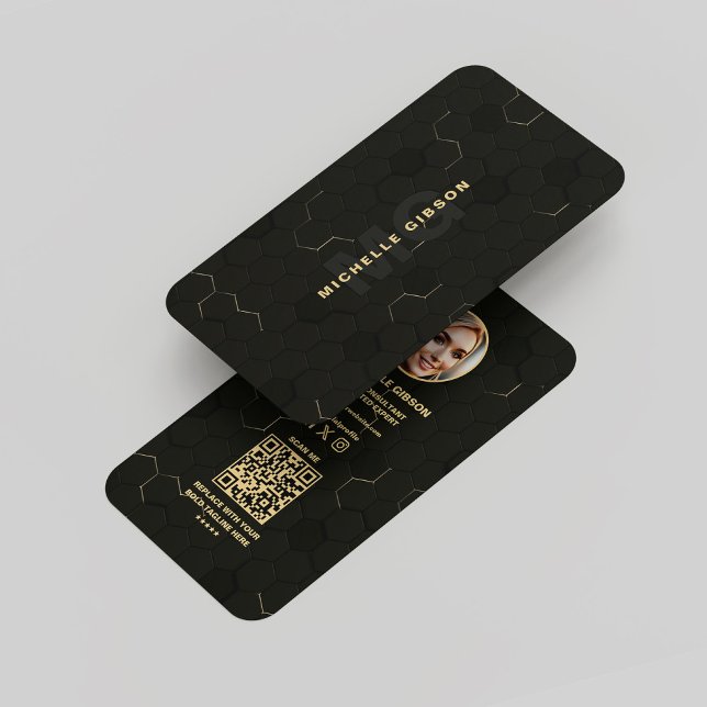 Modern Monogram Tech Professionell Black Guld Visitkort (Modern Monogram Tech Professional Black Gold Business Card
)