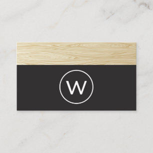 Modern Monogram Trä Trim Visitkort