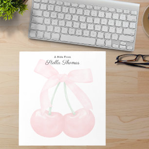 Modern monogram-Trendig bär med Rosa Bow Anteckningsblock