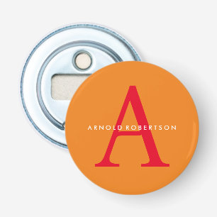 Modern Monogram Trendig Orange Red Flasköppnare