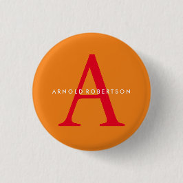 Modern Monogram Trendig Orange Red Knapp