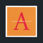 Modern Monogram Trendig Orange Red Pappersservett<br><div class="desc">Representera dig med den här moderna eleganten. Den här mallen kan anpassas för att uppfylla alla professioneller.</div>