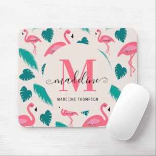 Modern Monogram Tropical Löv Shock rosa Flamingo Musmatta