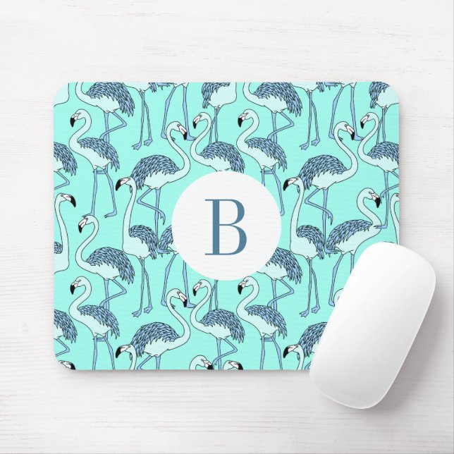 Modern Monogram Tropiska Flamingos  Musmatta (Med mus)