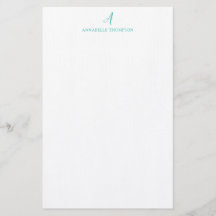 Modern monogram turkos Personal Stationery