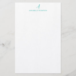 Modern monogram turkos Personal Stationery  Brevpapper