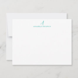 Modern monogram turkos Personal Stationery Note Anteckningskort