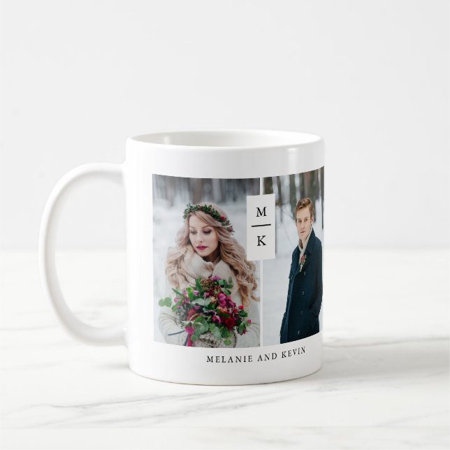 Modern Monogram | Två foto-rutnät Kaffemugg (Vänster)