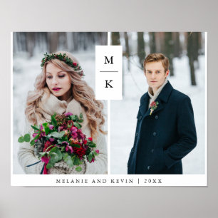 Modern Monogram Två foto-rutnät Poster