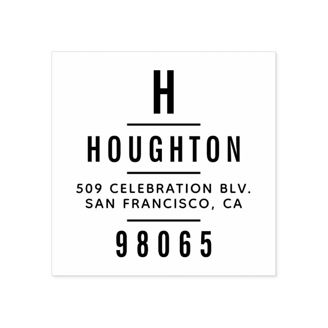 Modern monogram Typography-Returadress Stämpel (Tryck)