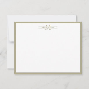 Modern monogram Typography Sage Grönt Gräns Anteckningskort