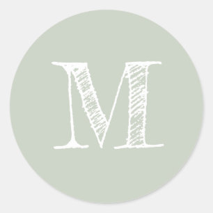 Modern monogram - ursprunglig Pastel-Grönt - etike Runt Klistermärke