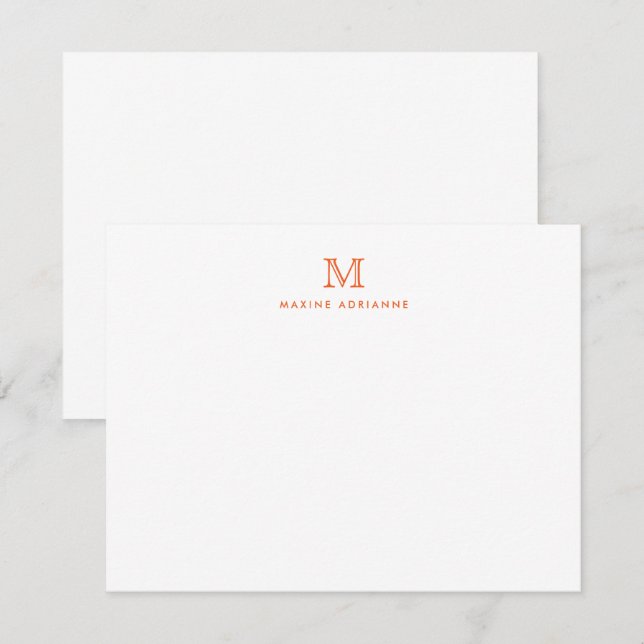 Modern monogram ursprungligt anteckningskort för e inbjudningar (Fram/baksida)