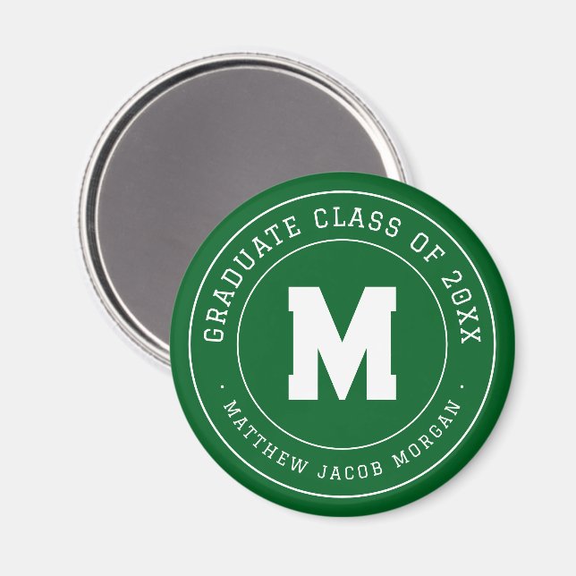 Modern Monogram-utexamen Klass 20XX Anpassad Magnet (Front/Back)