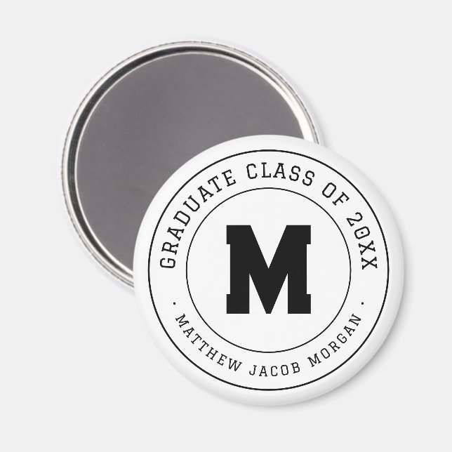 Modern Monogram-utexamensklass 20XX Anpassad Magnet (Front/Back)