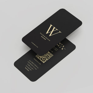 Modern Monogram V W Elegant Logotyp Black Guld Visitkort
