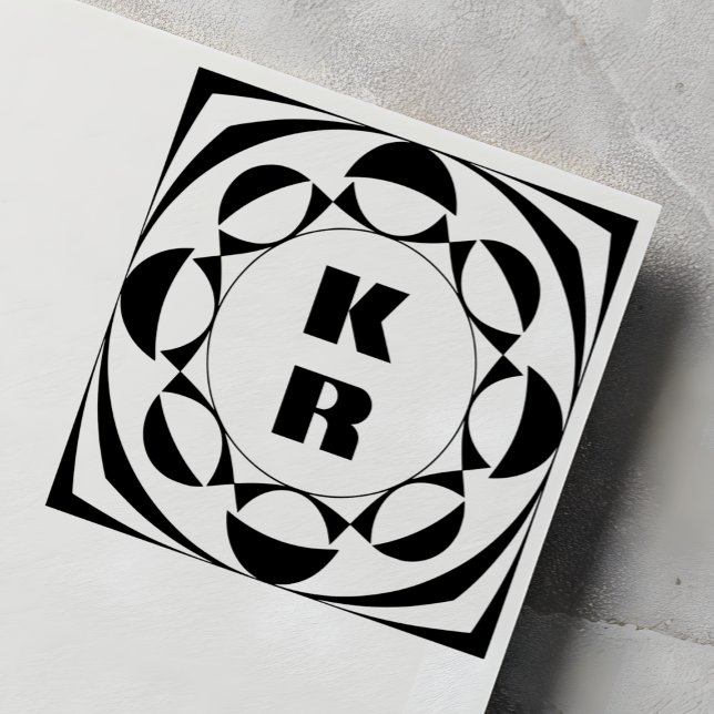 Modern Monogram Vertikal Initialer Konststämpel Stämpel (Skapare uppladdad)