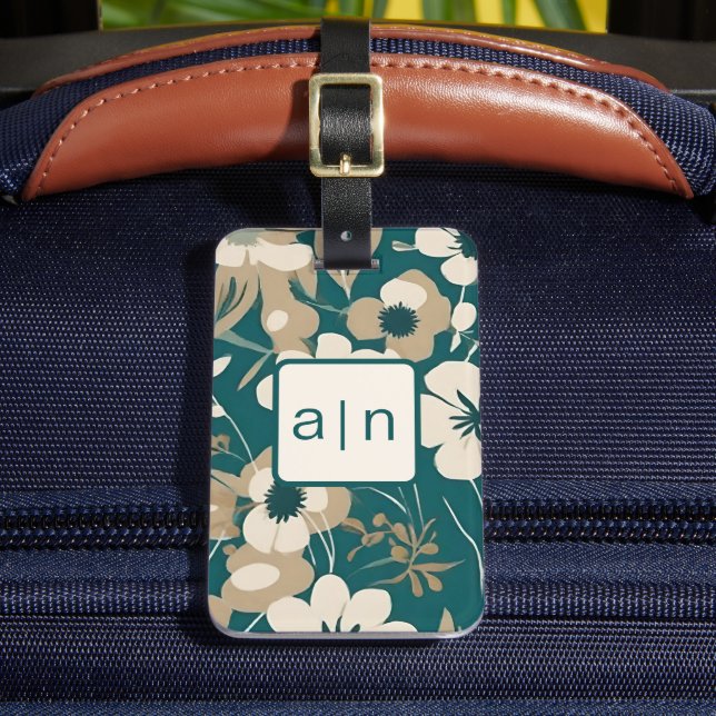 Modern Monogram Vilda Blommor Bagagelapp (Framsida Insitu 2)