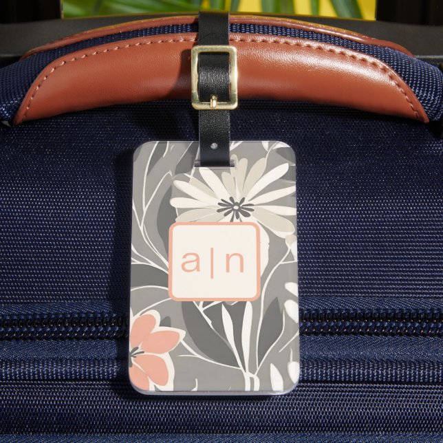 Modern Monogram Vildblommor Bagagelapp (Framsida Insitu 2)