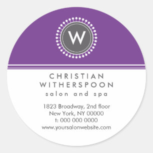 Modern Monogram Violet Aesthetic Runt Klistermärke