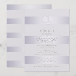 Modern Monogram |Violet Silver Shimmer Rand Inbjudningar