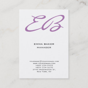 Modern monogram vit bakgrund unik visitkort