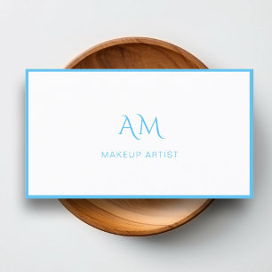 Modern, Monogram, Vit, Blått Affärskort Visitkort
