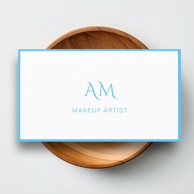 Modern, Monogram, Vit, Blått Affärskort Visitkort (Skapare uppladdad)