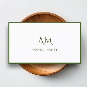 Modern, Monogram, Vit, Grönt Affärskort Visitkort