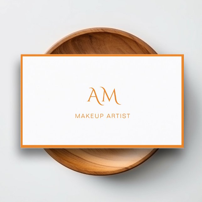 Modern, Monogram, Vit, Orange Affärskort Visitkort (Skapare uppladdad)