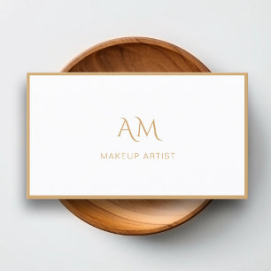Modern, Monogram, vitt, lätt brunt Affärskort Visitkort
