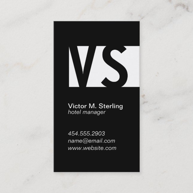Modern monogram (vitt) visitkort (Framsida)
