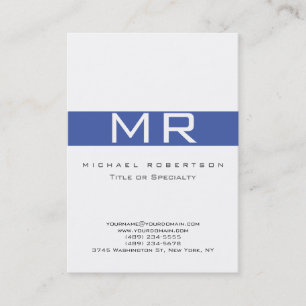 Modern monogram White Blue-Affärskort Visitkort