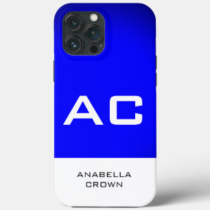 Modern monogram White Blue Plain