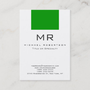 Modern monogram White Grönt Clean Affärskort Visitkort