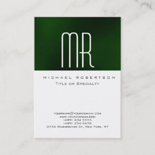 Modern monogram White Grönt Clean Affärskort Visitkort